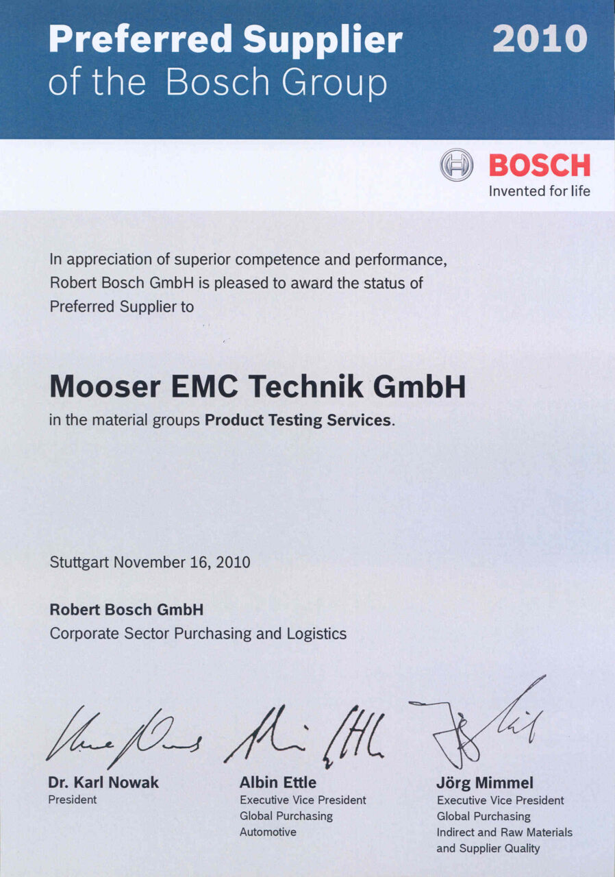 Bosch prefered supplier